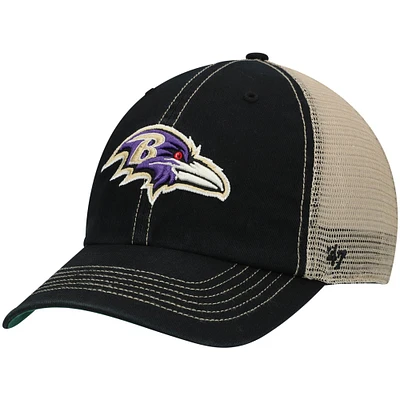 Men's '47 Black/Natural Baltimore Ravens Trawler Trucker Clean Up Snapback Hat