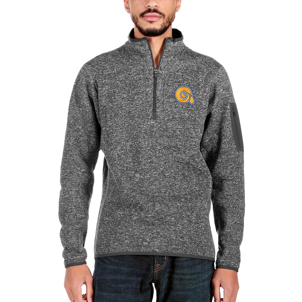 Men's Antigua Charcoal Albany State Golden Rams Fortune Quarter-Zip Pullover Jacket