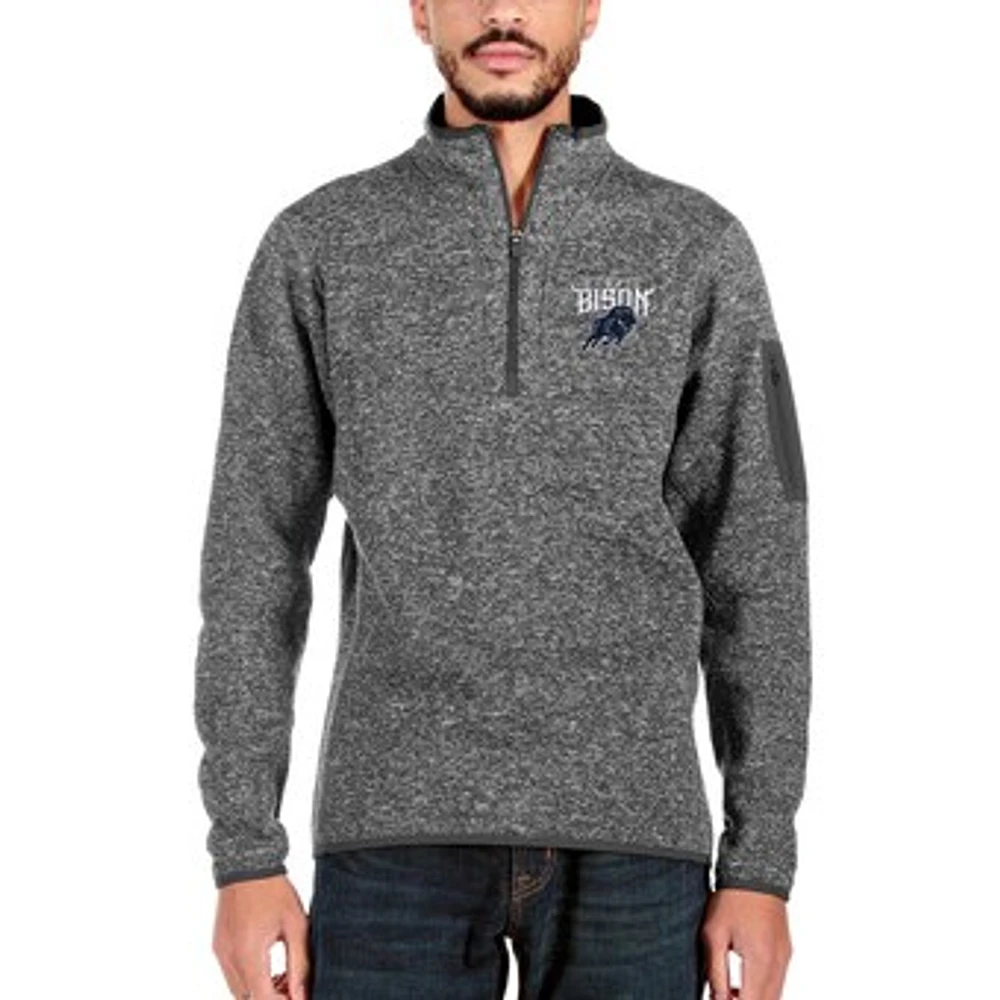 Men's Antigua Charcoal Howard Bison Fortune Quarter-Zip Pullover Jacket