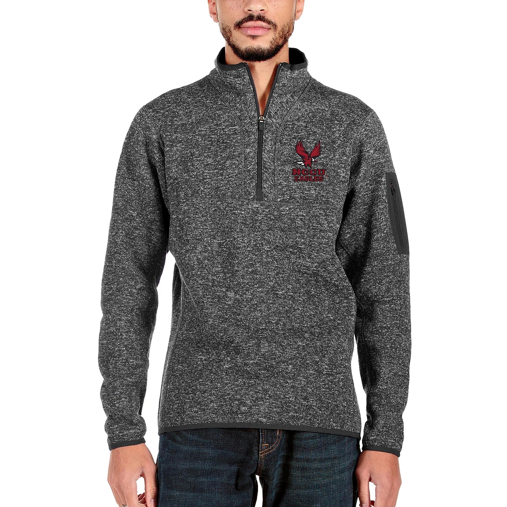 Men's Antigua Black North Carolina Central Eagles Fortune Quarter-Zip Pullover Jacket
