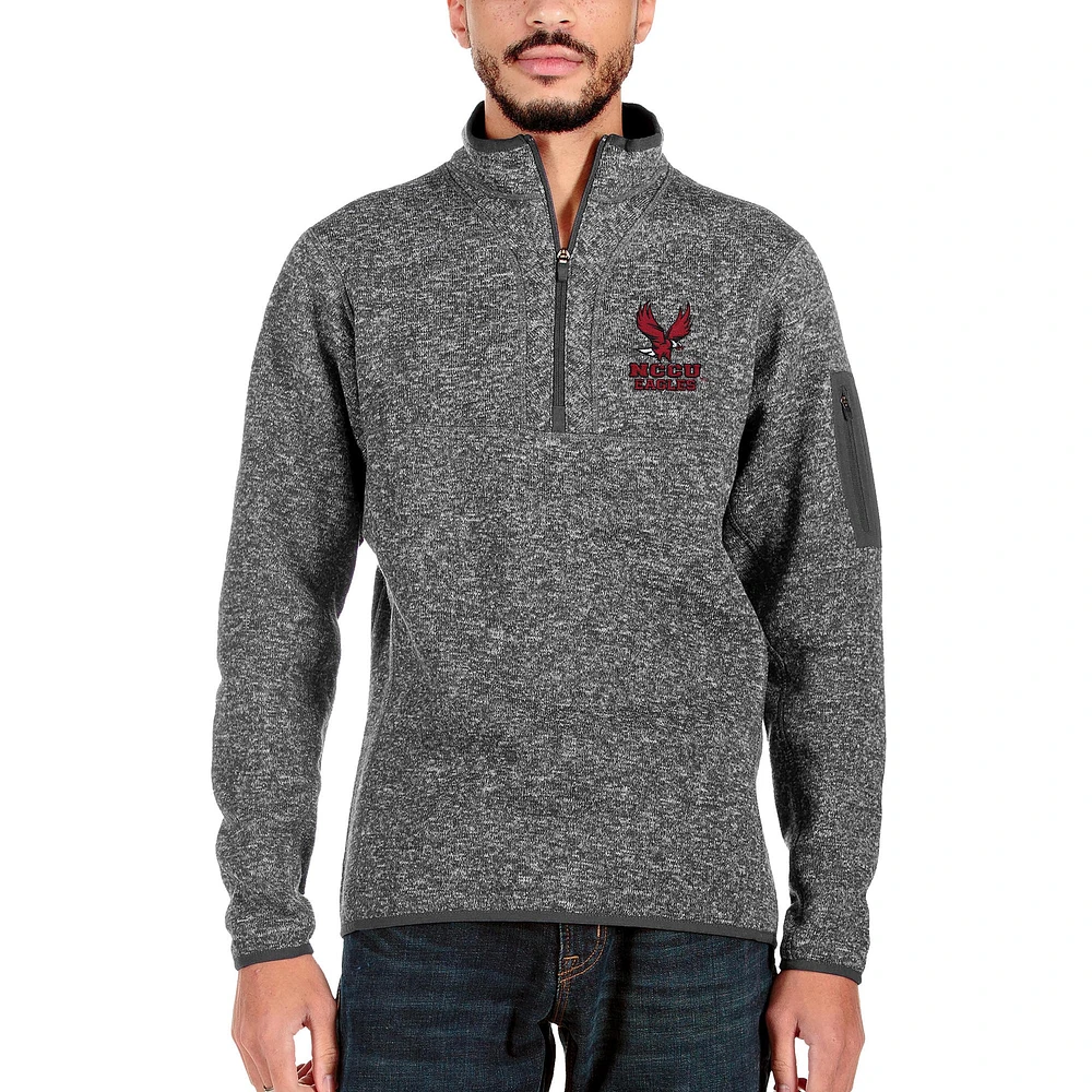 Men's Antigua Charcoal North Carolina Central Eagles Fortune Quarter-Zip Pullover Jacket