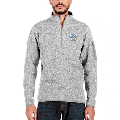 Men's Antigua Gray Southern University Jaguars Fortune Quarter-Zip Pullover Jacket