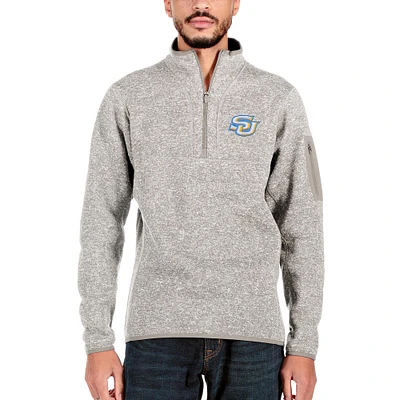 Men's Antigua Oatmeal Southern University Jaguars Fortune Quarter-Zip Pullover Jacket