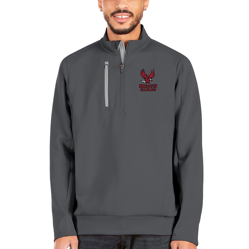 Men's Antigua Charcoal/Silver North Carolina Central Eagles Generation Quarter-Zip Pullover Jacket