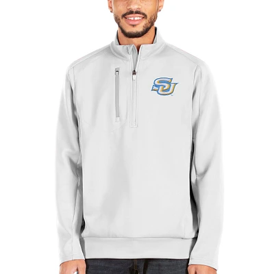 Men's Antigua White/Silver Southern University Jaguars Generation Quarter-Zip Pullover Jacket