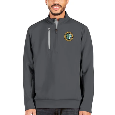 Men's Antigua Charcoal/Silver XULA Gold Generation Quarter-Zip Pullover Jacket