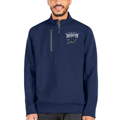 Men's Antigua Navy/Charcoal Howard Bison Big & Tall Generation Quarter-Zip Pullover Jacket
