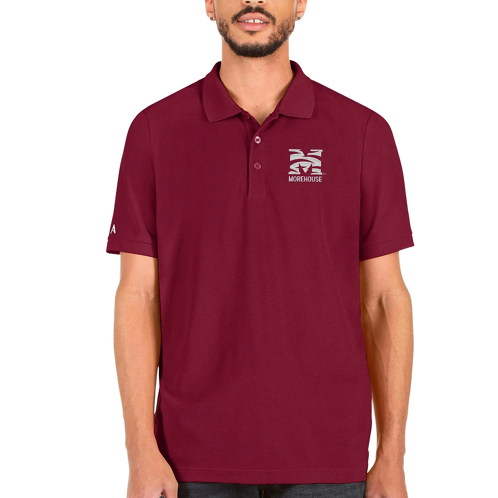 Men's Antigua Maroon Morehouse Tigers Legacy Pique Polo