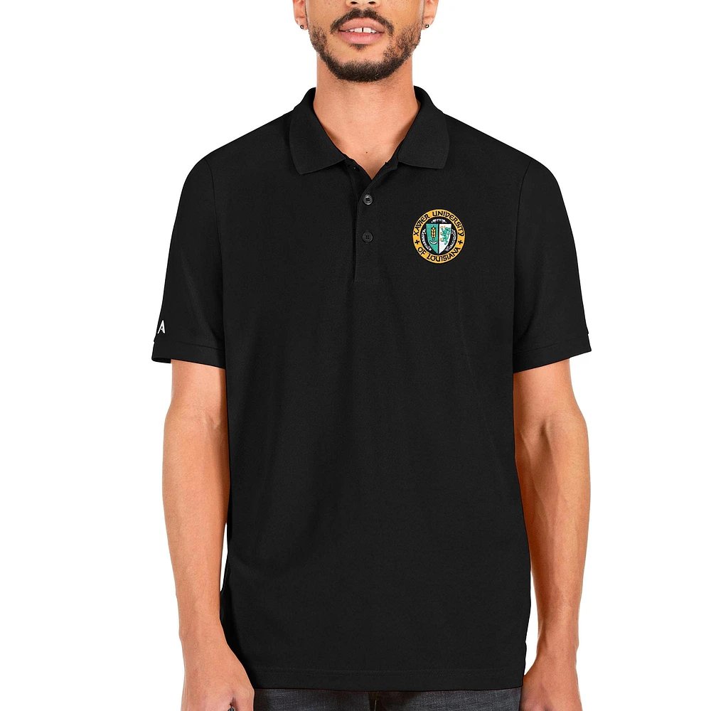 Men's Antigua Black XULA Gold Legacy Pique Polo