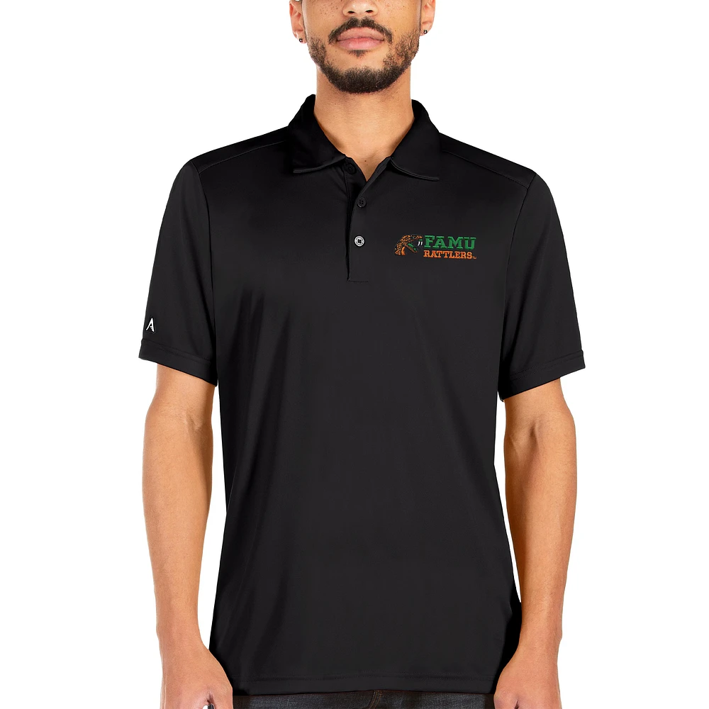 Men's Antigua Black Florida A&M Rattlers Tribute Polo