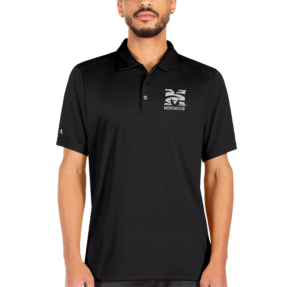 Men's Antigua Black Morehouse Maroon Tigers Tribute Polo