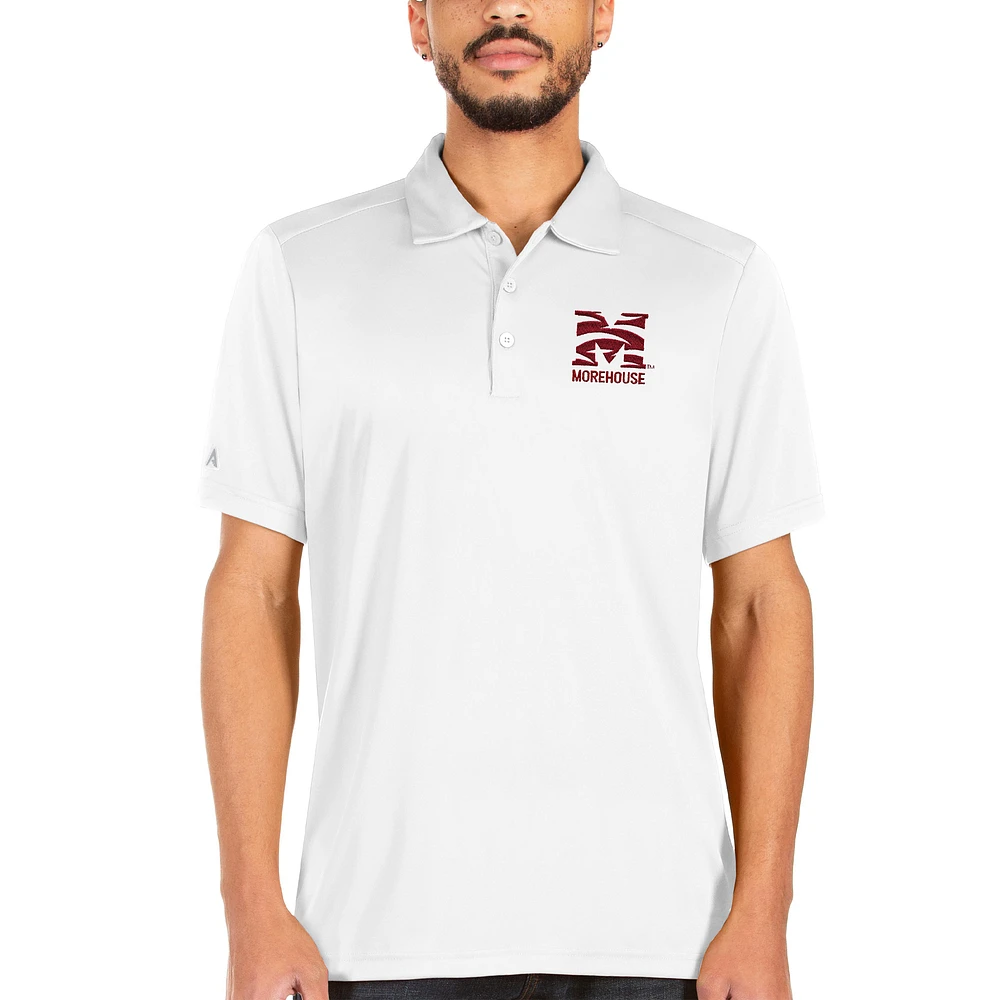 Men's Antigua White Morehouse Maroon Tigers Tribute Polo