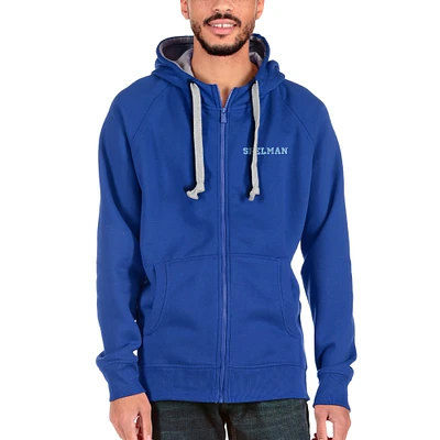 Men's Antigua Royal Spelman College Jaguars Victory Full-Zip Hoodie