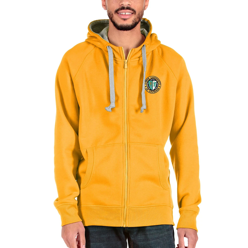 Men's Antigua Gold XULA Victory Full-Zip Hoodie
