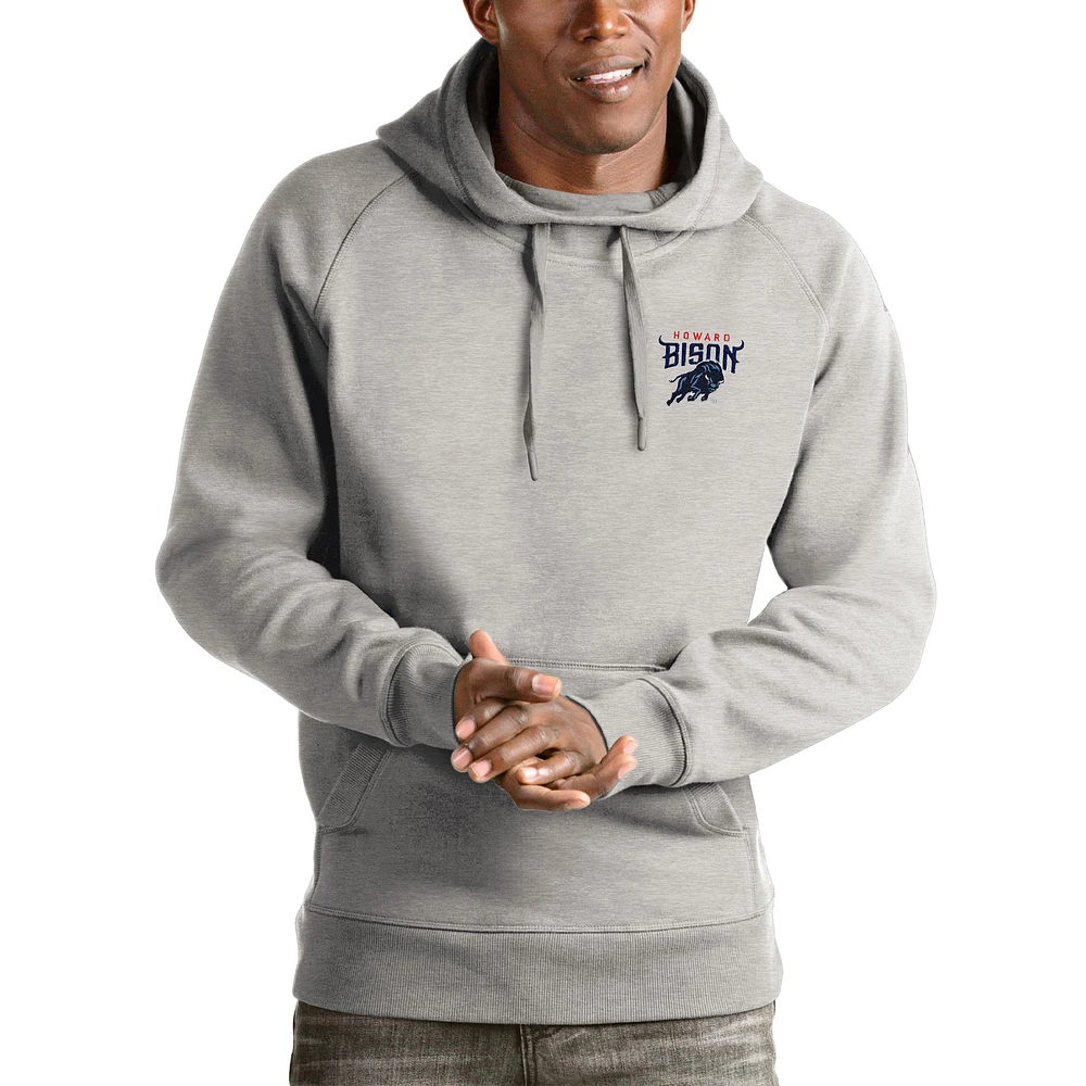 Men's Antigua Gray Howard Bison Victory Pullover Hoodie