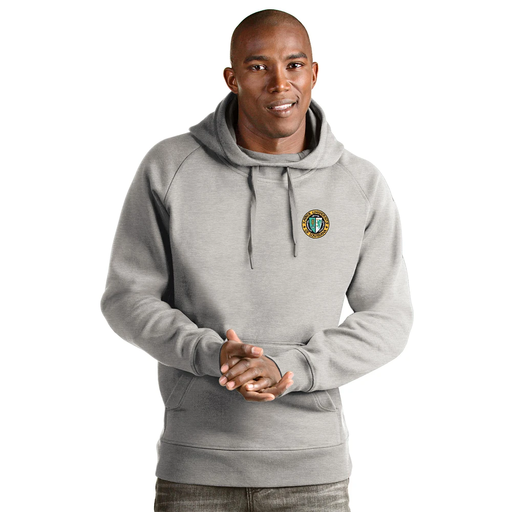 Men's Antigua Gray XULA Gold Victory Pullover Hoodie