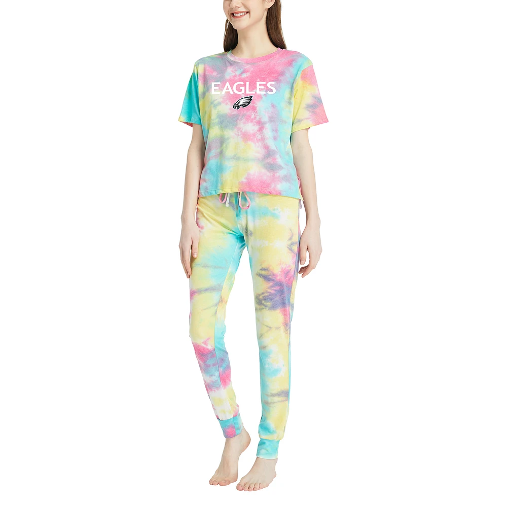 Women's Concepts Sport Philadelphia Eagles Velodrome Tie-Dye Top & Pants Set