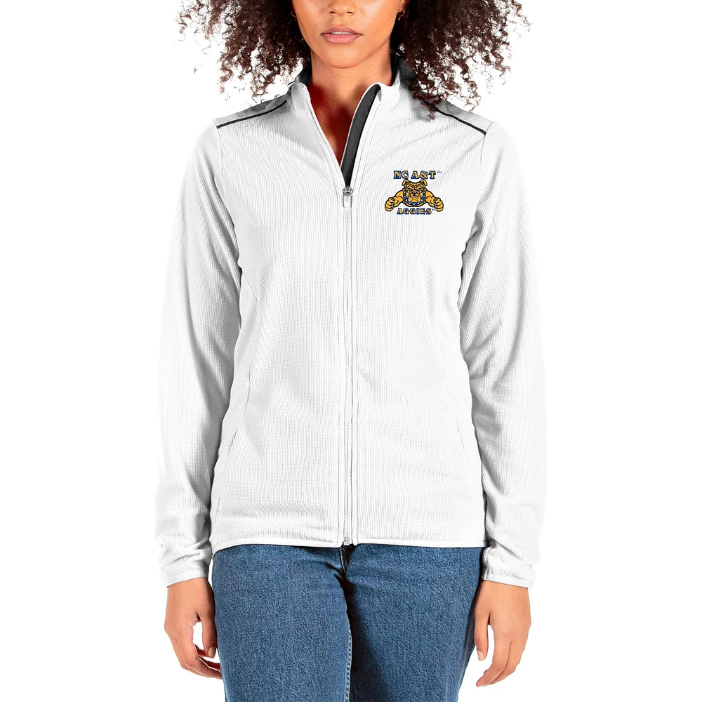 Women's Antigua White North Carolina A&T Aggies Glacier Full-Zip Jacket