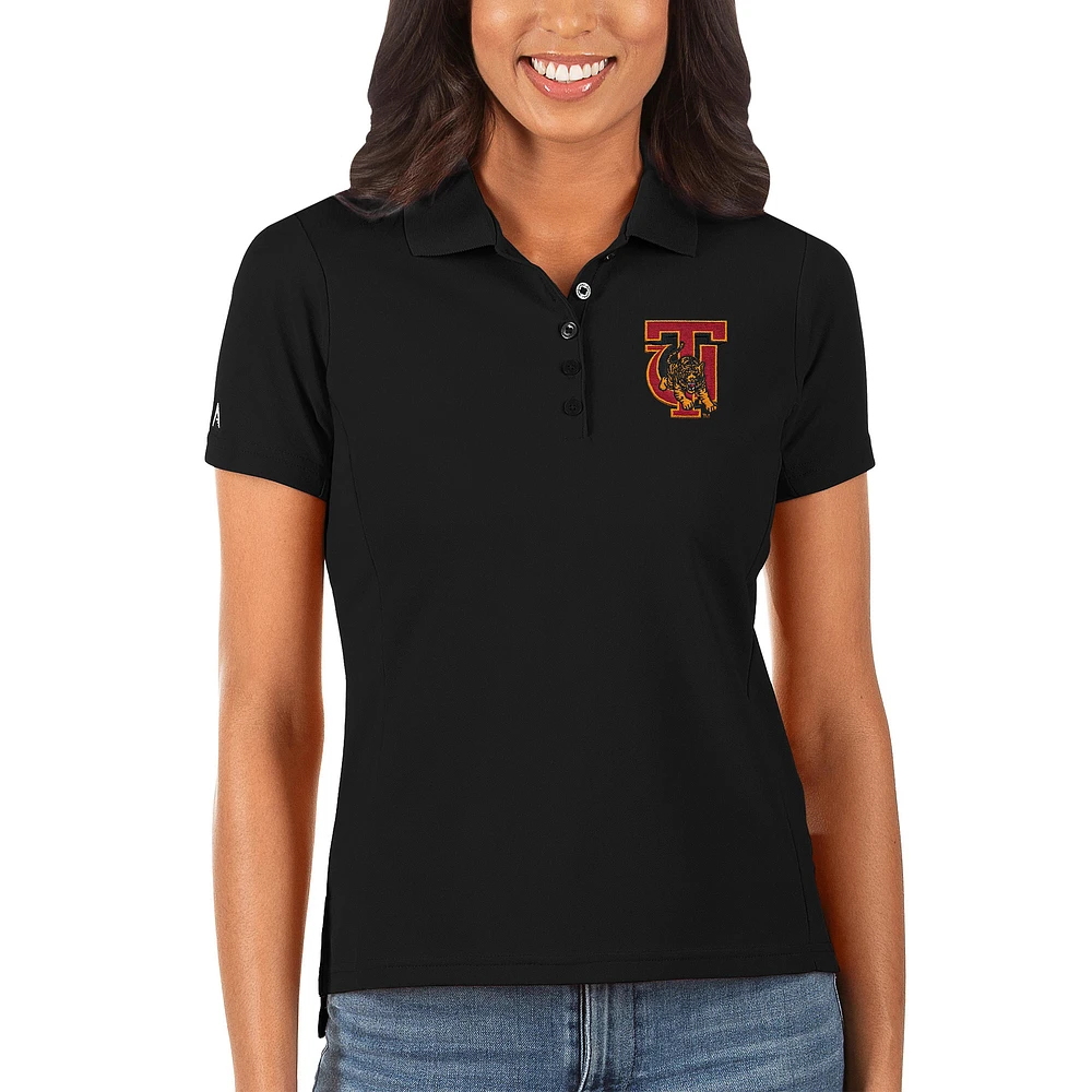Women's Antigua Black Tuskegee Golden Tigers Legacy Pique Polo