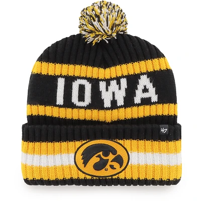 Men's '47 Black Iowa Hawkeyes Bering Cuffed Knit Hat with Pom