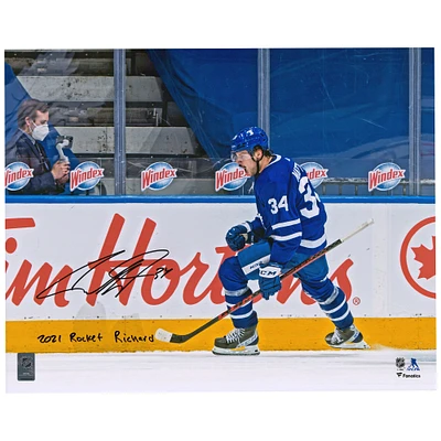 Auston Matthews Toronto Maple Leafs Autographed 16" x 20" Goal Celebration Photograph with "2021 Rocket Richard" Inscription