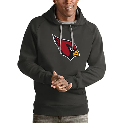 Men's Antigua Charcoal Arizona Cardinals Victory Pullover Hoodie