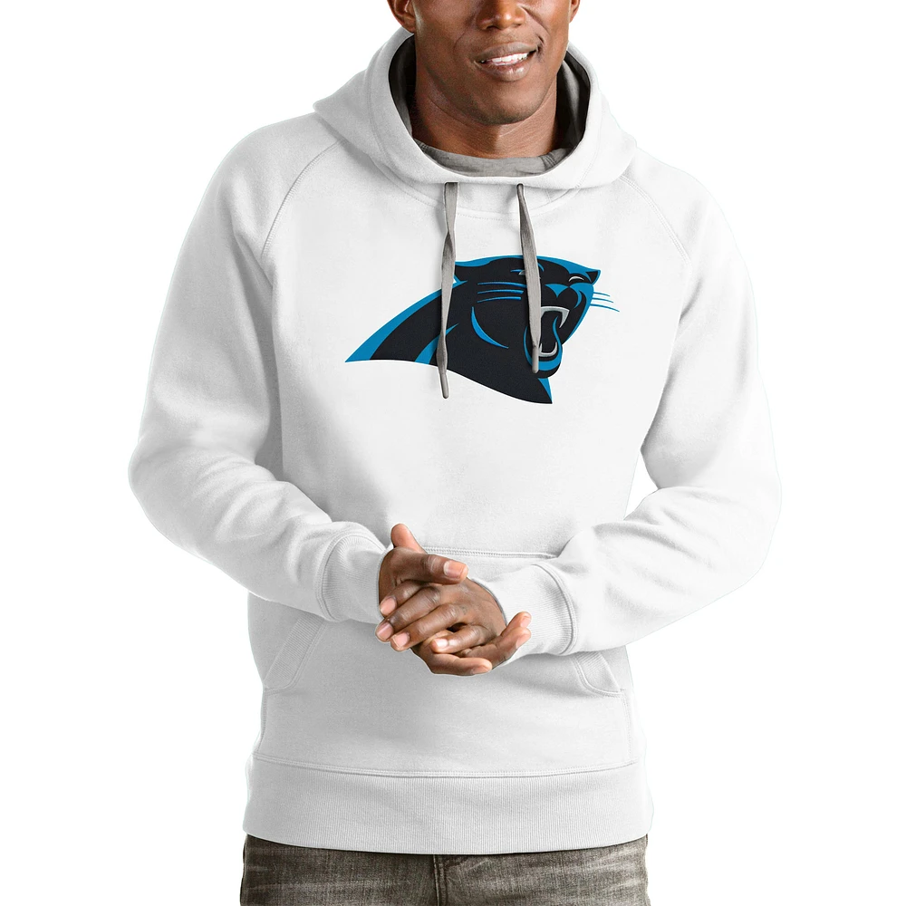 Men's Antigua White Carolina Panthers Victory Pullover Hoodie