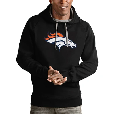 Men's Antigua Black Denver Broncos Victory Pullover Hoodie