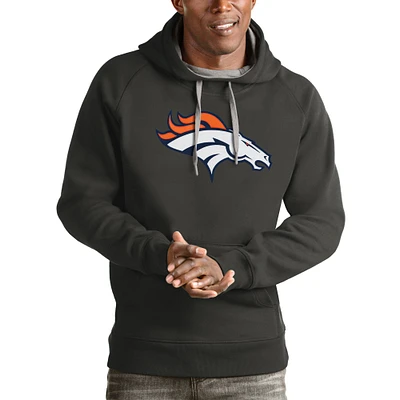 Men's Antigua Charcoal Denver Broncos Victory Pullover Hoodie