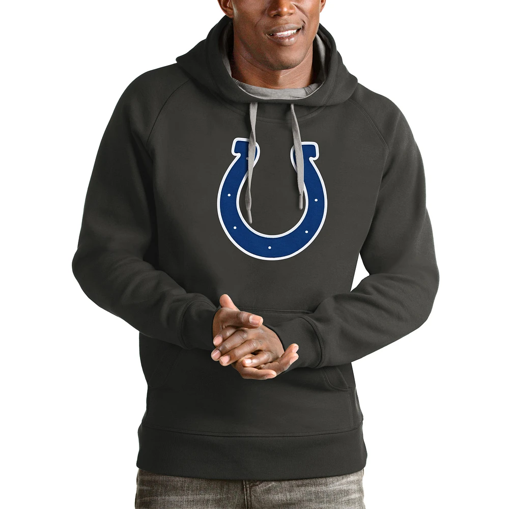 Men's Antigua Charcoal Indianapolis Colts Victory Pullover Hoodie