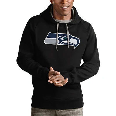 Men's Antigua Black Seattle Seahawks Victory Pullover Hoodie
