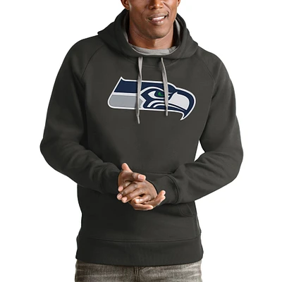 Men's Antigua Charcoal Seattle Seahawks Victory Pullover Hoodie