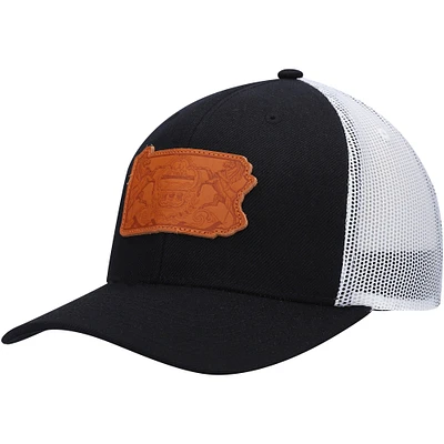 Men's Local Crowns Black Pennsylvania Leather State Applique Trucker Snapback Hat