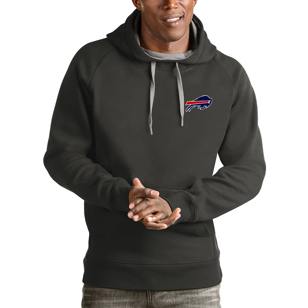 Men's Antigua Charcoal Buffalo Bills Logo Victory Pullover Hoodie