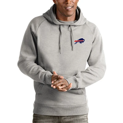 Men's Antigua Heathered Gray Buffalo Bills Logo Victory Pullover Hoodie