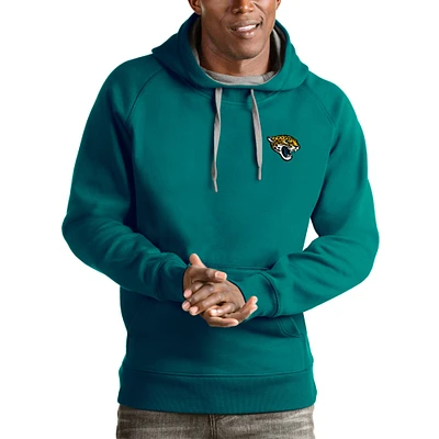Men's Antigua Teal Jacksonville Jaguars Logo Victory Pullover Hoodie