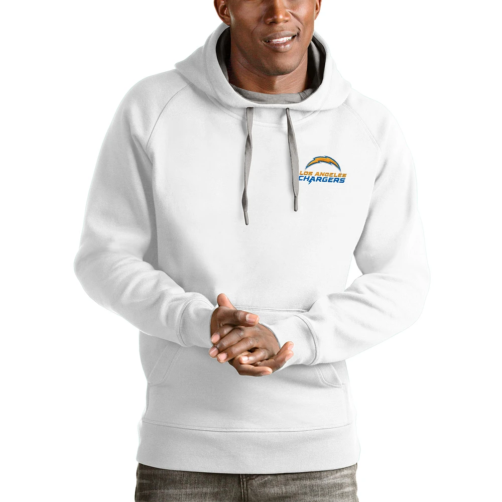 Men's Antigua White Los Angeles Chargers Logo Victory Pullover Hoodie