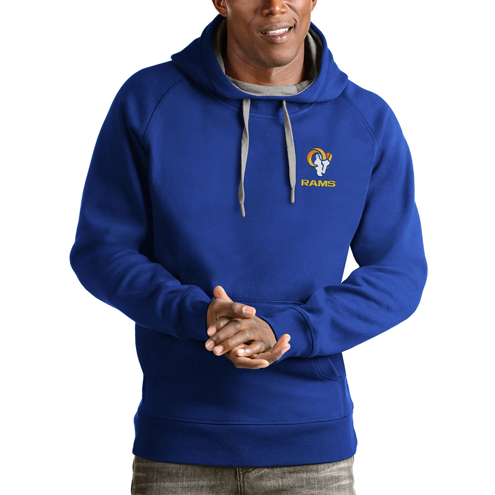 Men's Antigua Royal Los Angeles Rams Logo Victory Pullover Hoodie