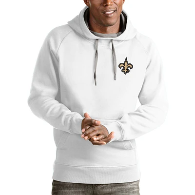 Men's Antigua White New Orleans Saints Logo Victory Pullover Hoodie