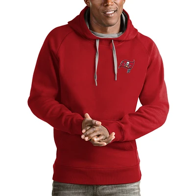 Men's Antigua Red Tampa Bay Buccaneers Logo Victory Pullover Hoodie