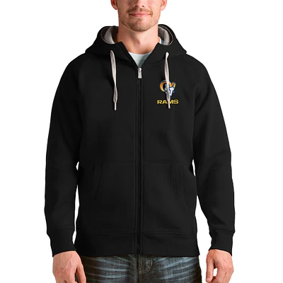 Men's Antigua Black Los Angeles Rams Victory Full-Zip Hoodie