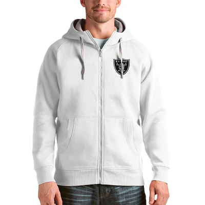 Men's Antigua White Las Vegas Raiders Logo Victory Full-Zip Hoodie
