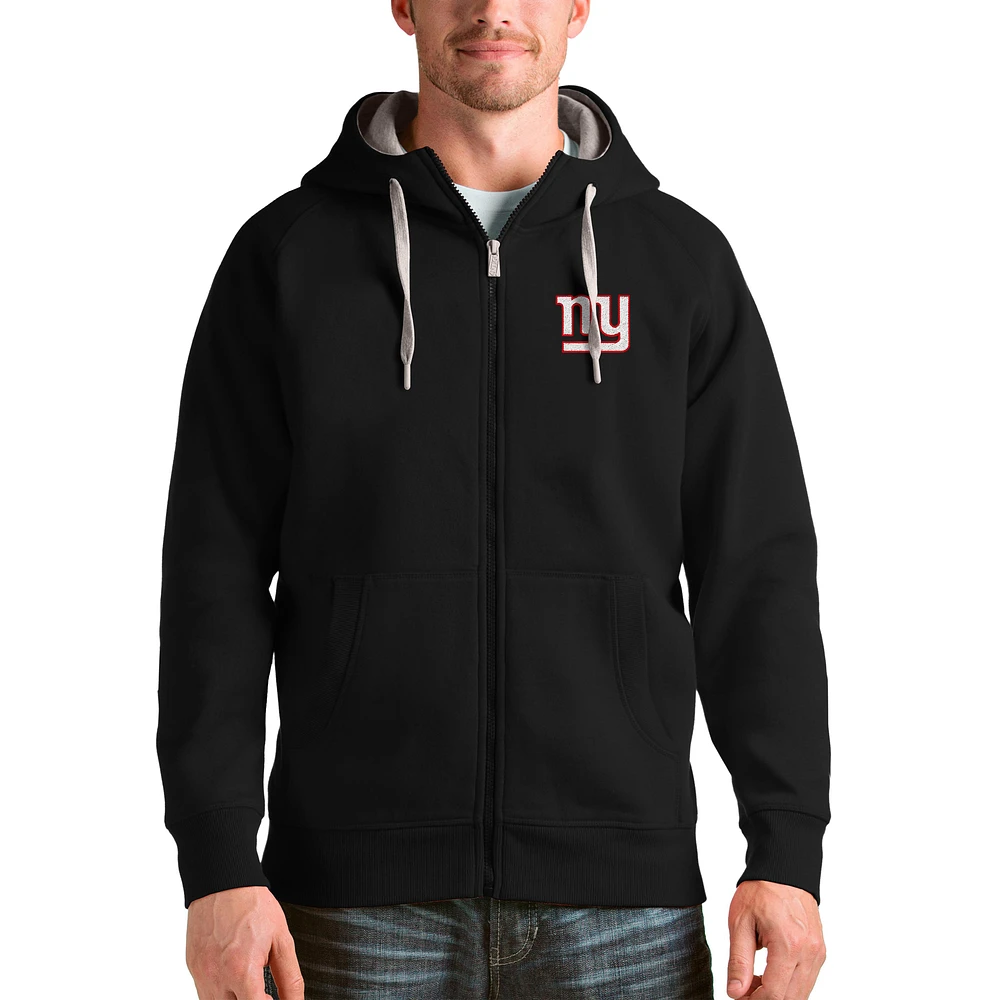 Men's Antigua Black New York Giants Victory Full-Zip Hoodie