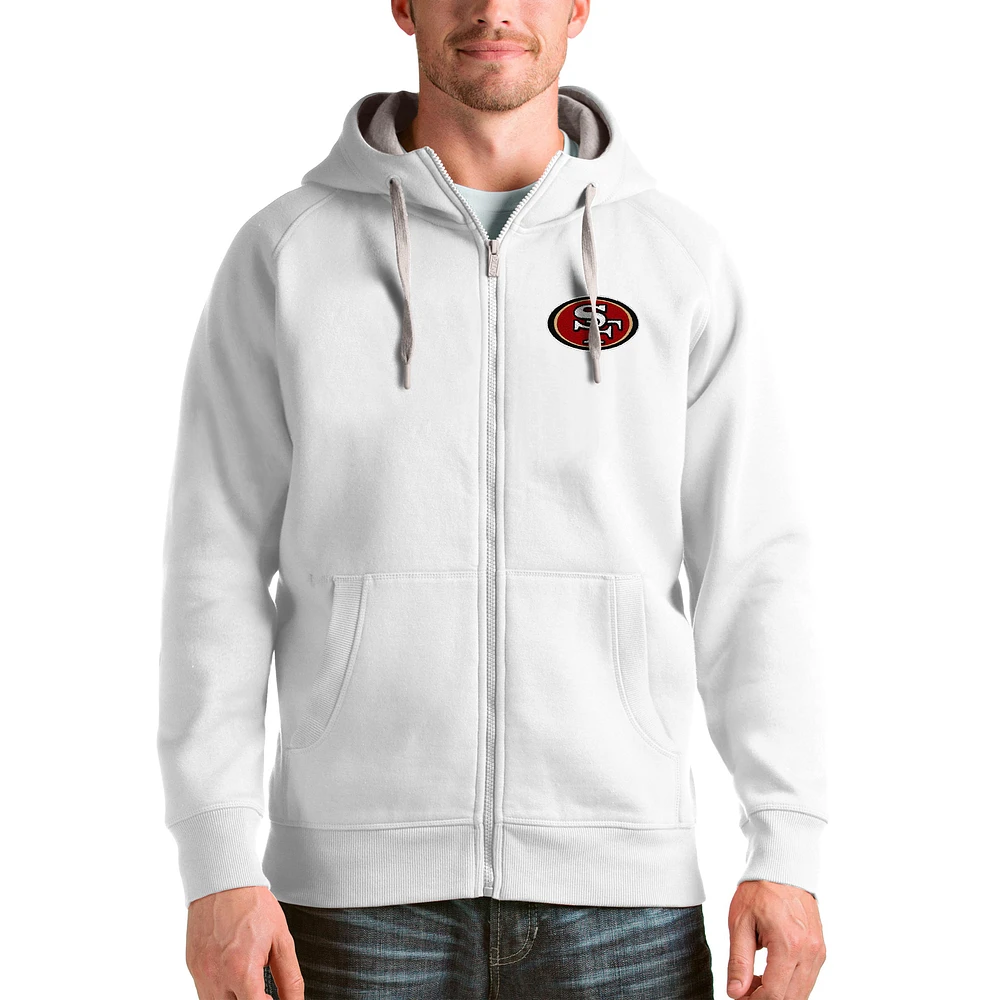 Men's Antigua White San Francisco 49ers Victory Full-Zip Hoodie