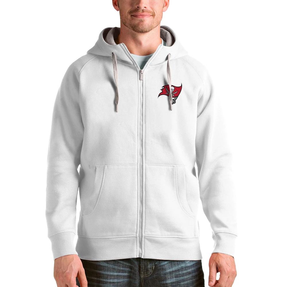 Men's Antigua White Tampa Bay Buccaneers Victory Full-Zip Hoodie