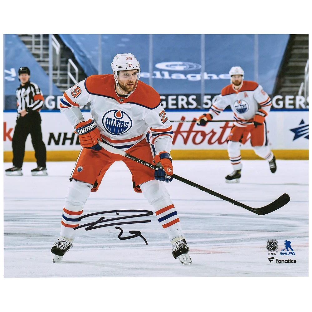 Leon Draisaitl Edmonton Oilers Autographed 8" x 10" Reverse Retro Jersey Skating Photograph