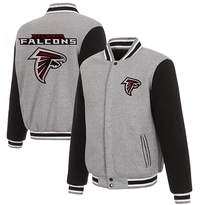 Men's JH Design Gray/Black Atlanta Falcons Reversible Fleece Full-Snap Jacket