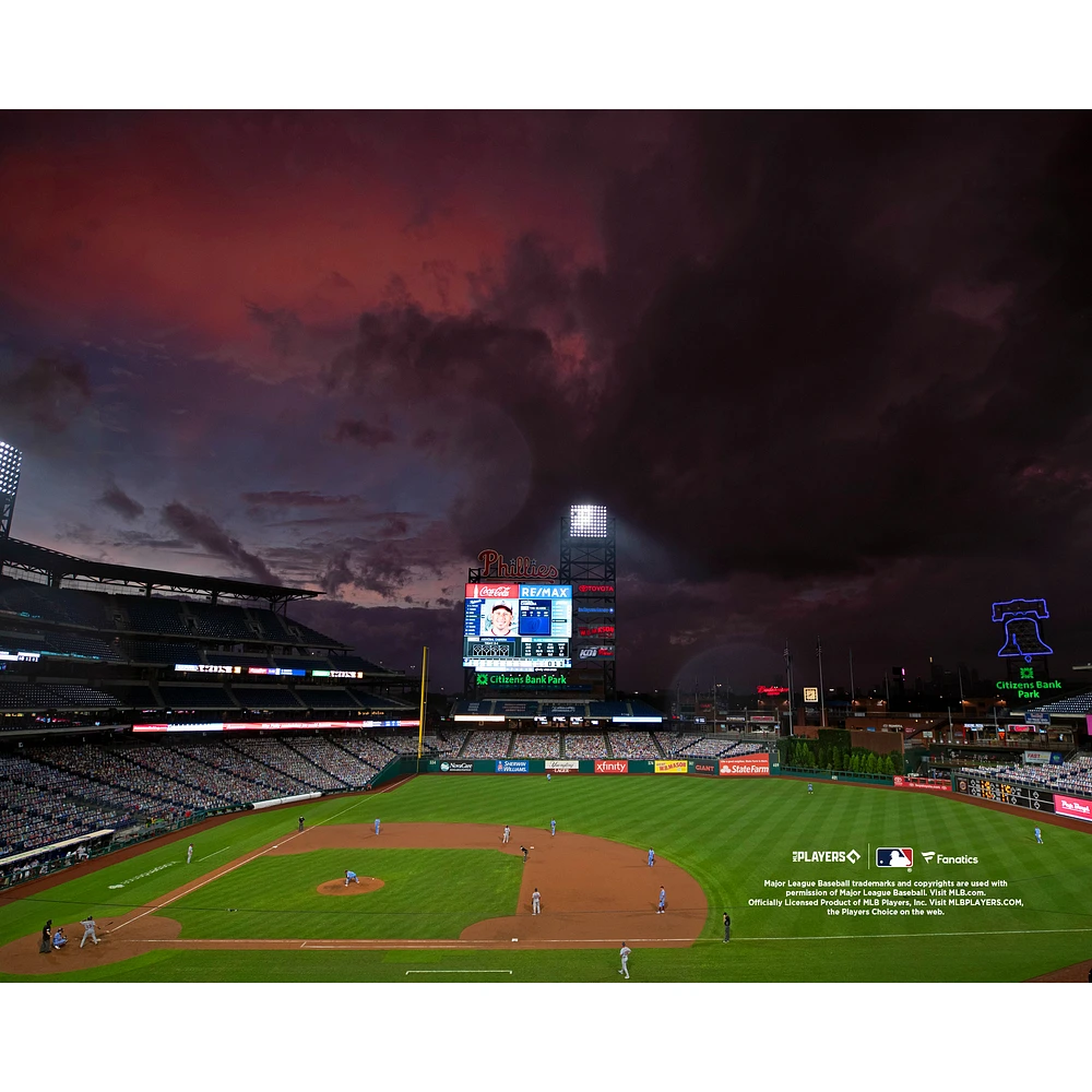 Philadelphia Phillies Unsigned Citizens Bank Park Nighttime Baseline View Photograph