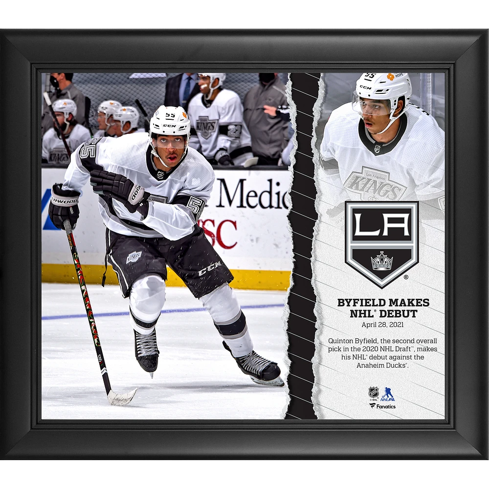 Quinton Byfield Los Angeles Kings Framed 15" x 17" NHL Debut Collage