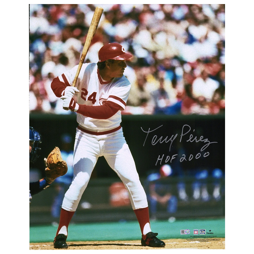 Tony Perez Cincinnati Reds Autographed 16" x 20" Hitting Photograph with "HOF 2000" Inscription